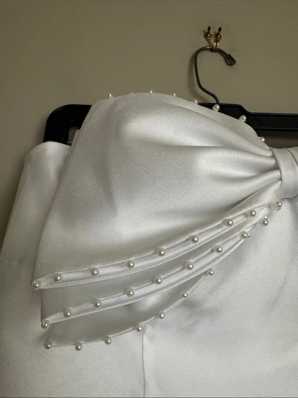 NWT- Alfred Sung Imitation Pearl & Bow Detail Strapless Cocktail Minidress, 12R